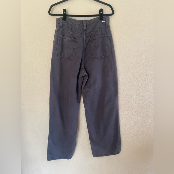 Mother Quartet Breaker Flood Denim Pants Sz 28 Wide Leg Cropped Faded Black - Picture 3 of 10